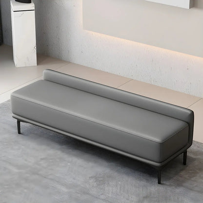 Light Gray Faux Leather Upholstered Bedroom Bench