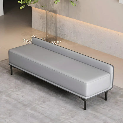 Light Gray Faux Leather Upholstered Bedroom Bench