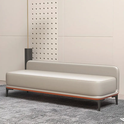 Light Gray Faux Leather Upholstered Bedroom Bench