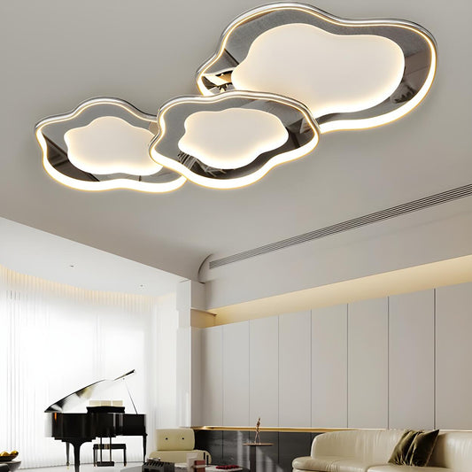 Living Room Chrome Cloud LED Flush Mount Light 3 Lights