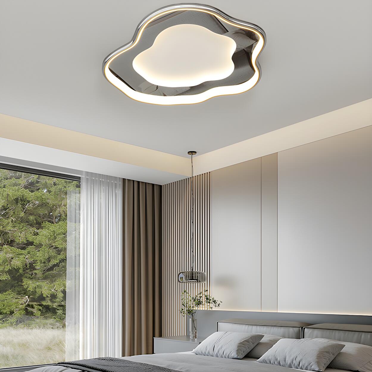 Living Room Chrome Cloud LED Flush Mount Light 3 Lights