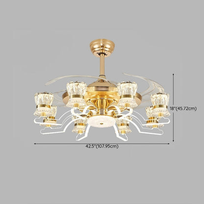 Luxury Golden Crystal Propeller Ceiling Fan with Light