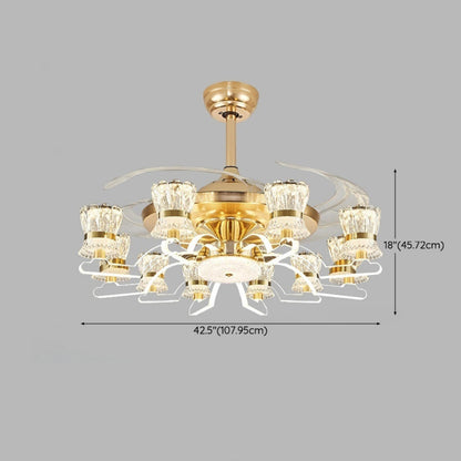 Luxury Golden Crystal Propeller Ceiling Fan with Light