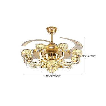 Luxury Golden Crystal Propeller Ceiling Fan with Light