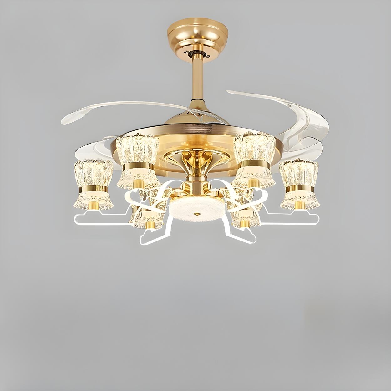 Luxury Golden Crystal Propeller Ceiling Fan with Light