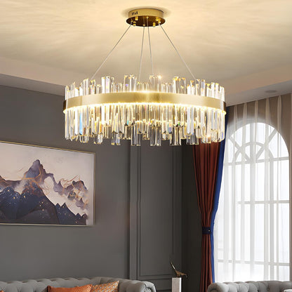 Luxury Round Gold Crystal Drum LIving Room Pendant Light