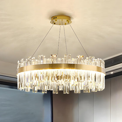 Luxury Round Gold Crystal Drum LIving Room Pendant Light