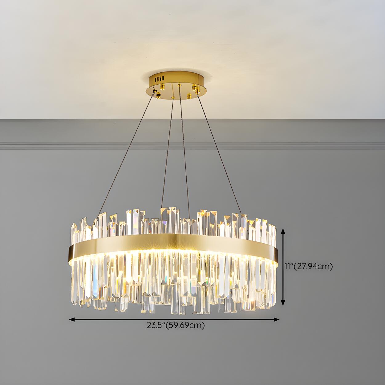 Luxury Round Gold Crystal Drum LIving Room Pendant Light