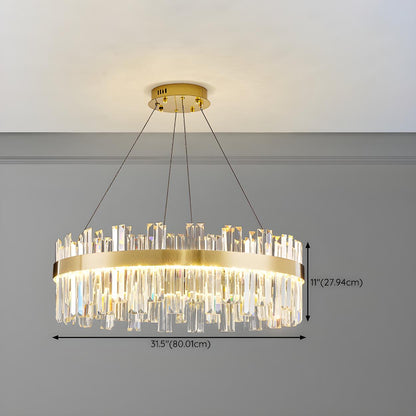 Luxury Round Gold Crystal Drum LIving Room Pendant Light