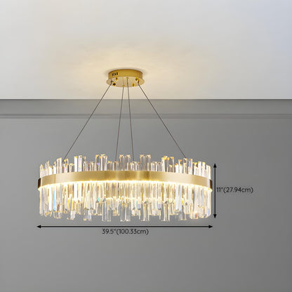 Luxury Round Gold Crystal Drum LIving Room Pendant Light