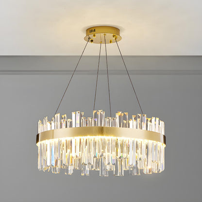 Luxury Round Gold Crystal Drum LIving Room Pendant Light