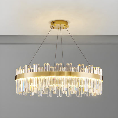 Luxury Round Gold Crystal Drum LIving Room Pendant Light