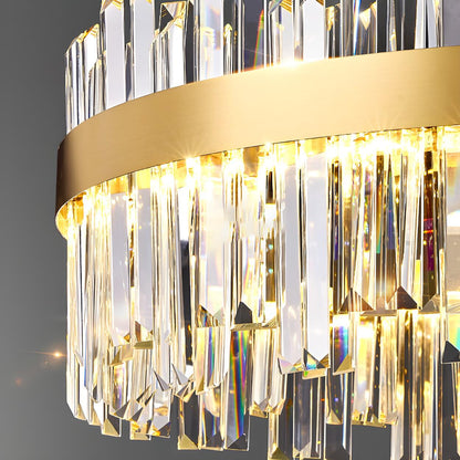 Luxury Round Gold Crystal Drum LIving Room Pendant Light