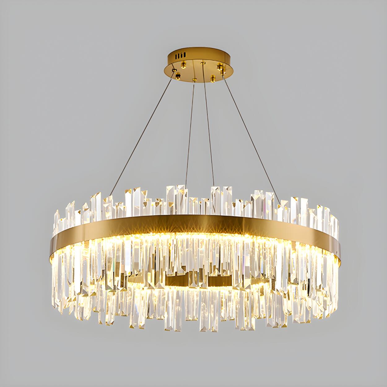 Luxury Round Gold Crystal Drum LIving Room Pendant Light