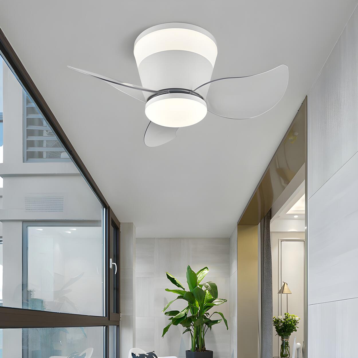 Mini 3 Clear Blade Cone Recessed Ceiling Fan with Light