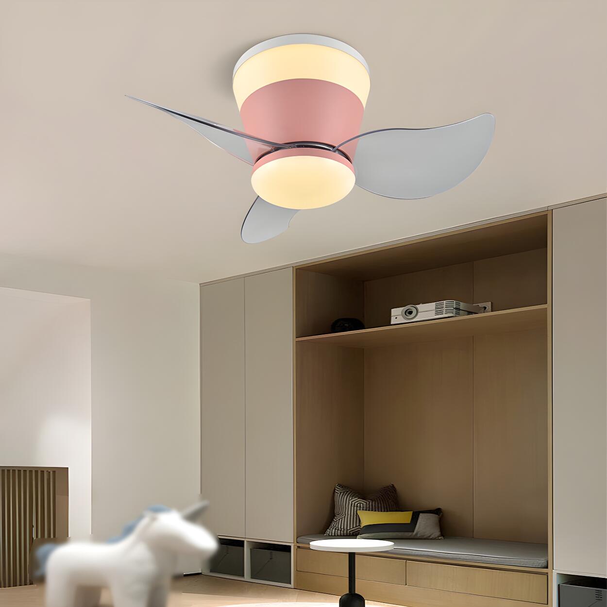 Mini 3 Clear Blade Cone Recessed Ceiling Fan with Light