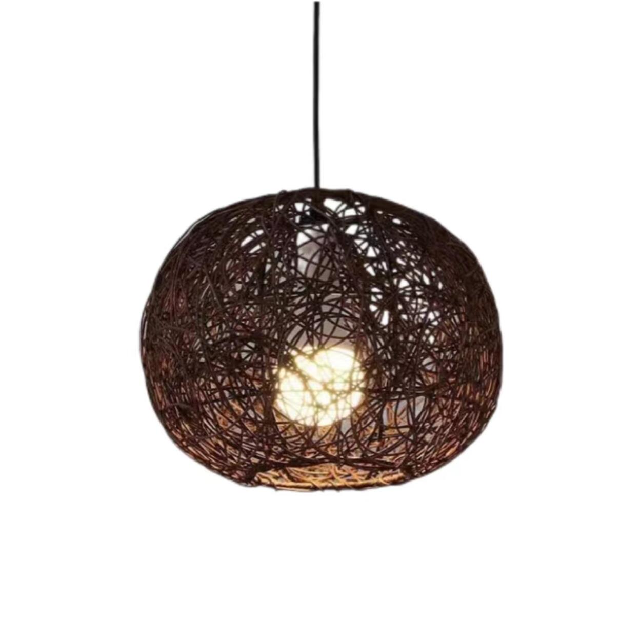 Mini Oriental Woven Rattan Globe Pendant Light