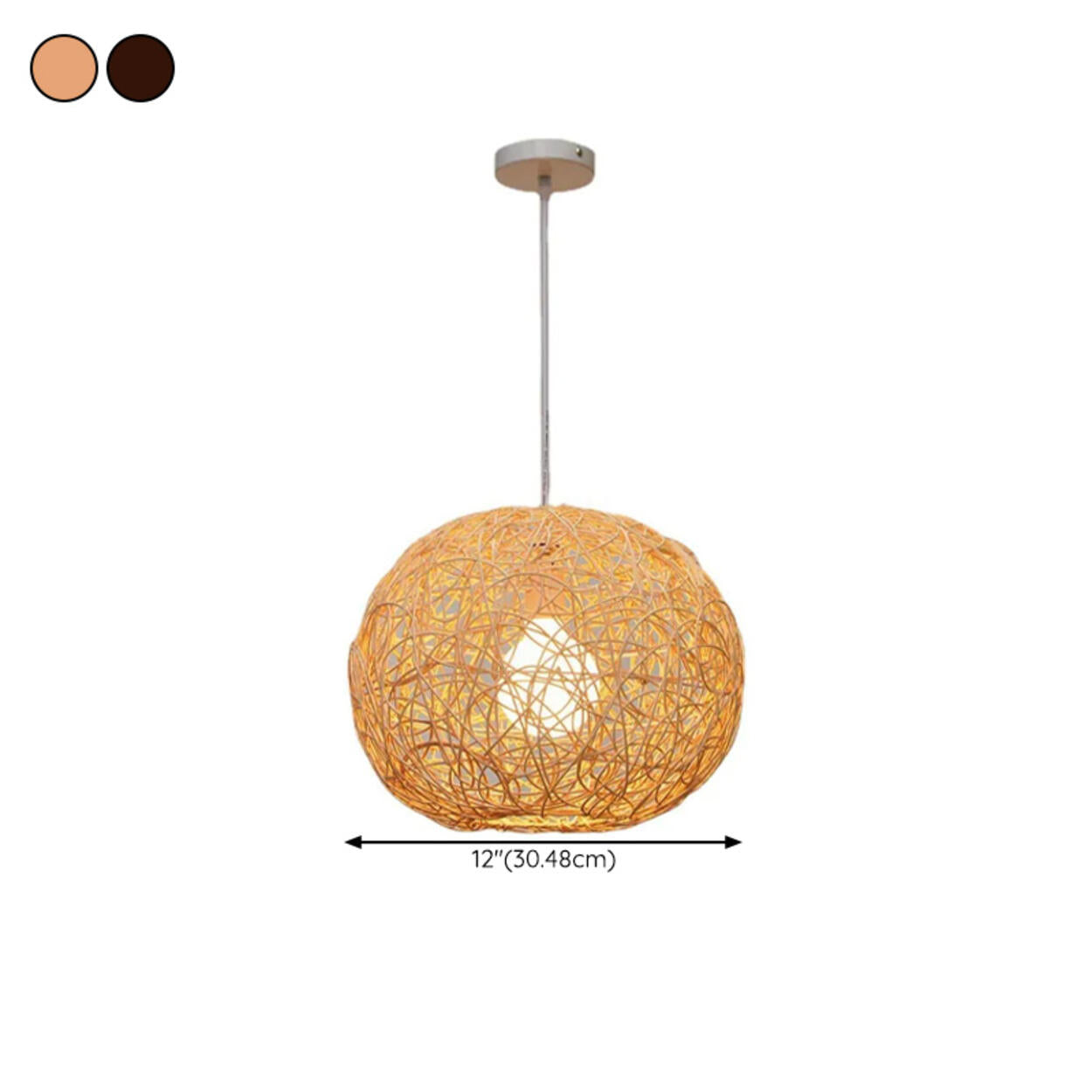 Mini Oriental Woven Rattan Globe Pendant Light