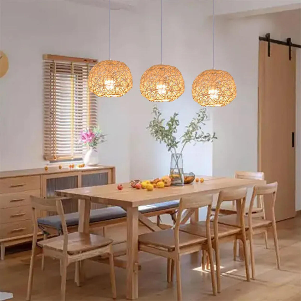 Mini Oriental Woven Rattan Globe Pendant Light