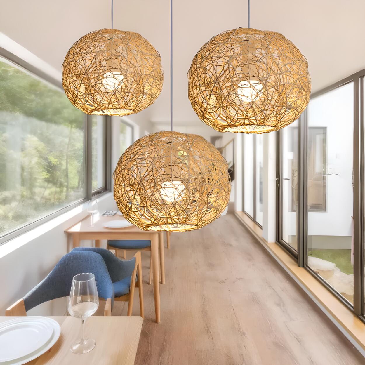 Mini Oriental Woven Rattan Globe Pendant Light