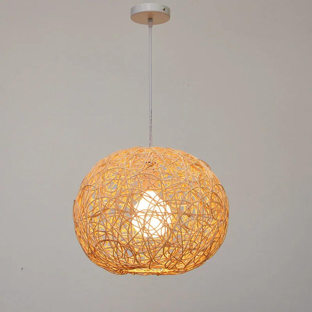 Mini Oriental Woven Rattan Globe Pendant Light