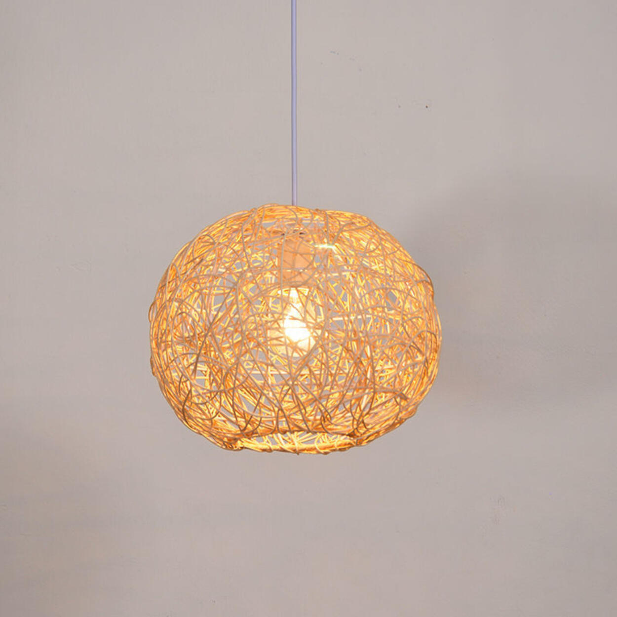 Mini Oriental Woven Rattan Globe Pendant Light