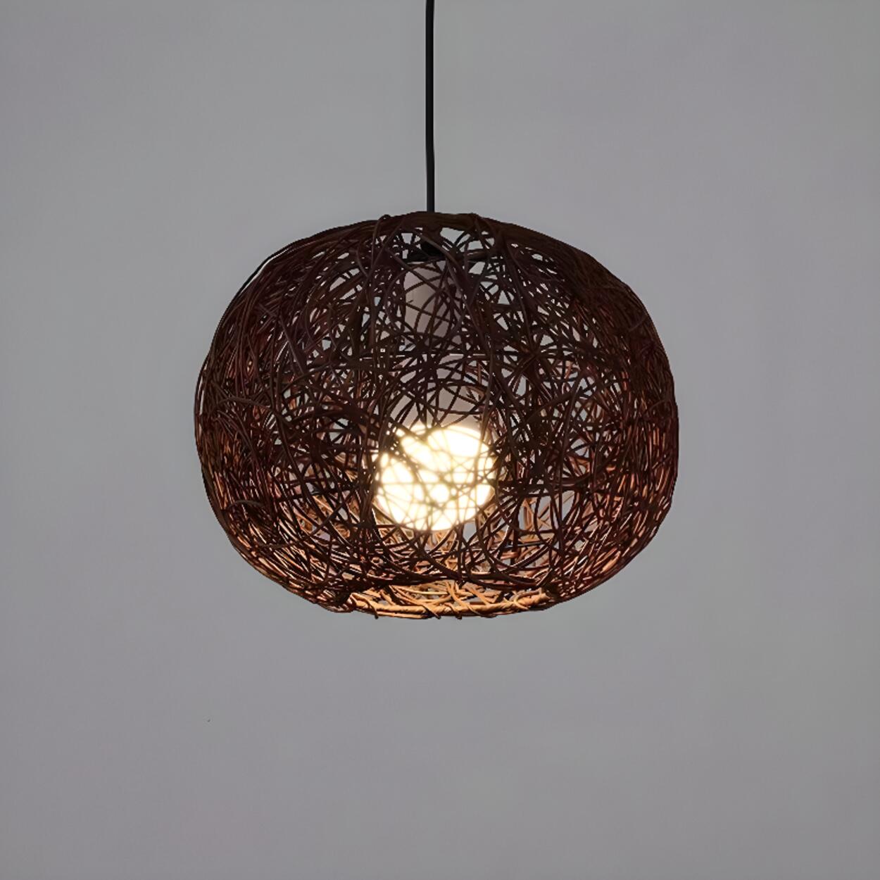 Mini Oriental Woven Rattan Globe Pendant Light