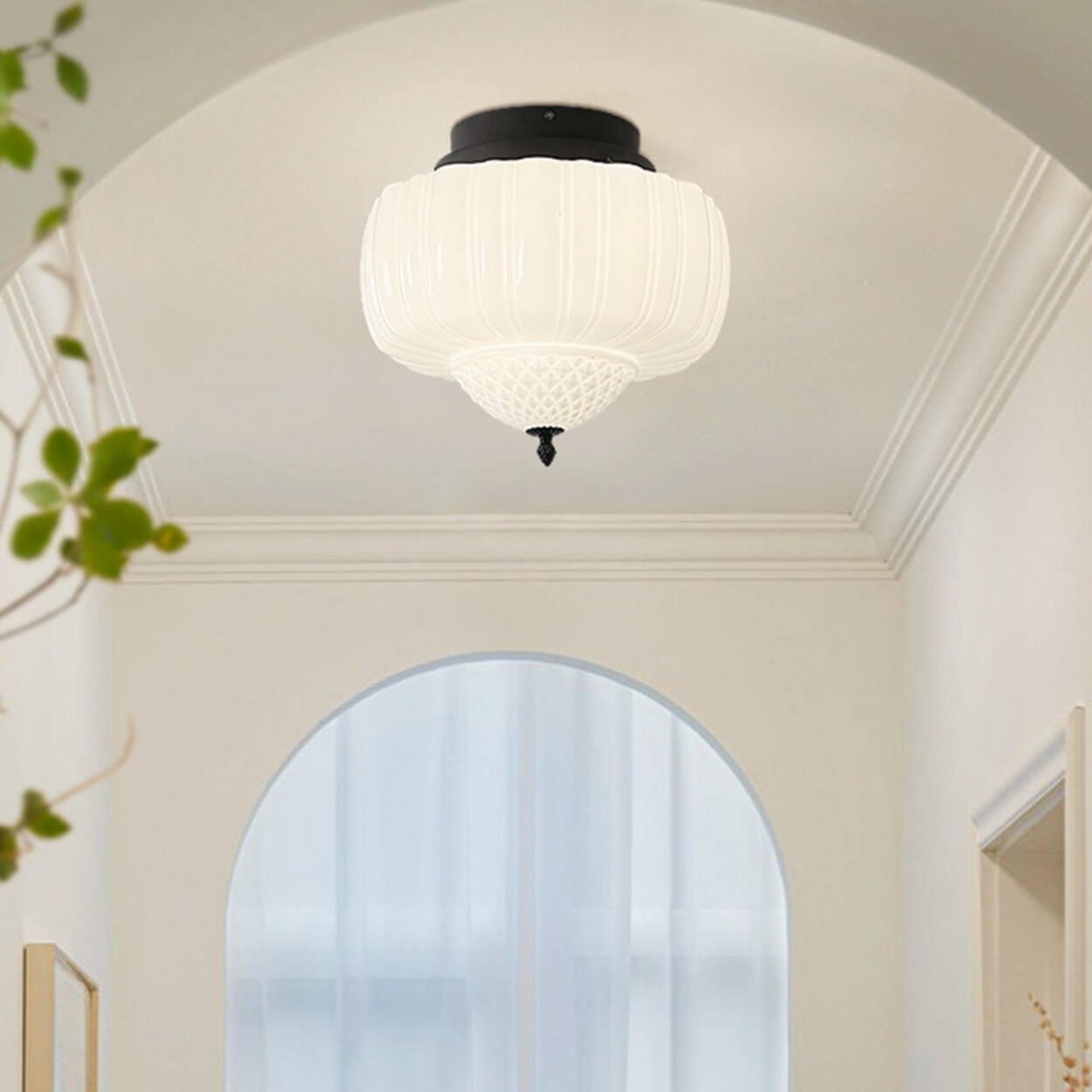 Mini White Semi-Flush Mount Light Bedroom Hallway