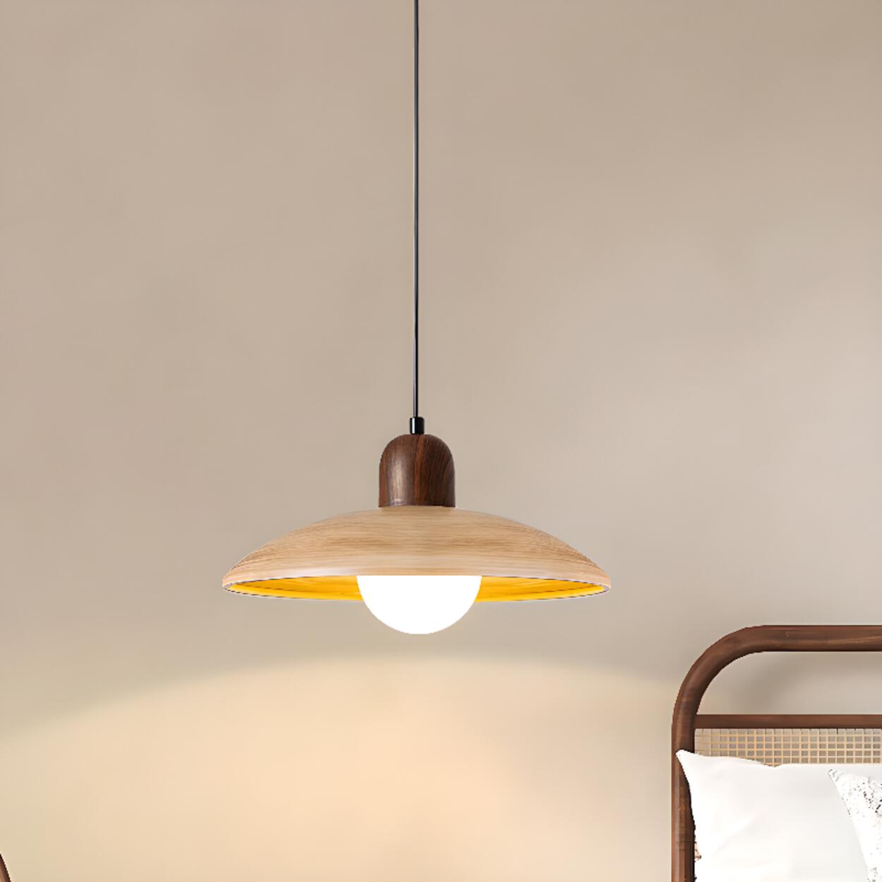 Minimalist Adjustable Height Wooden Pendant Light