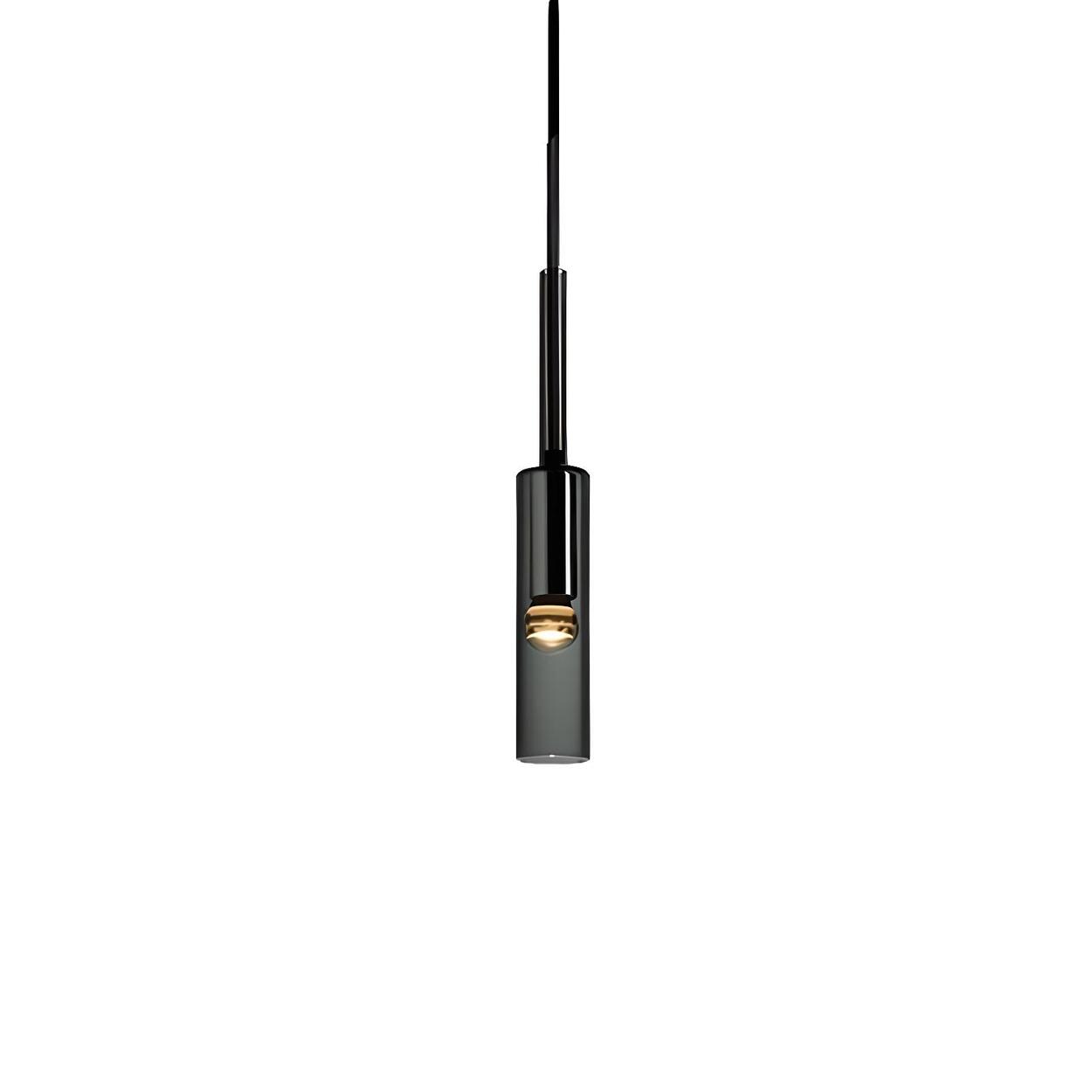 Minimalist Black Crystal Slim Cylinder Bedroom Pendant Light