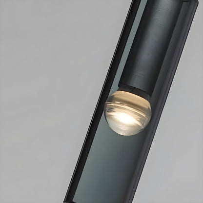 Minimalist Black Crystal Slim Cylinder Bedroom Pendant Light