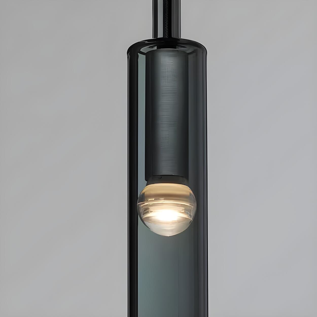 Minimalist Black Crystal Slim Cylinder Bedroom Pendant Light