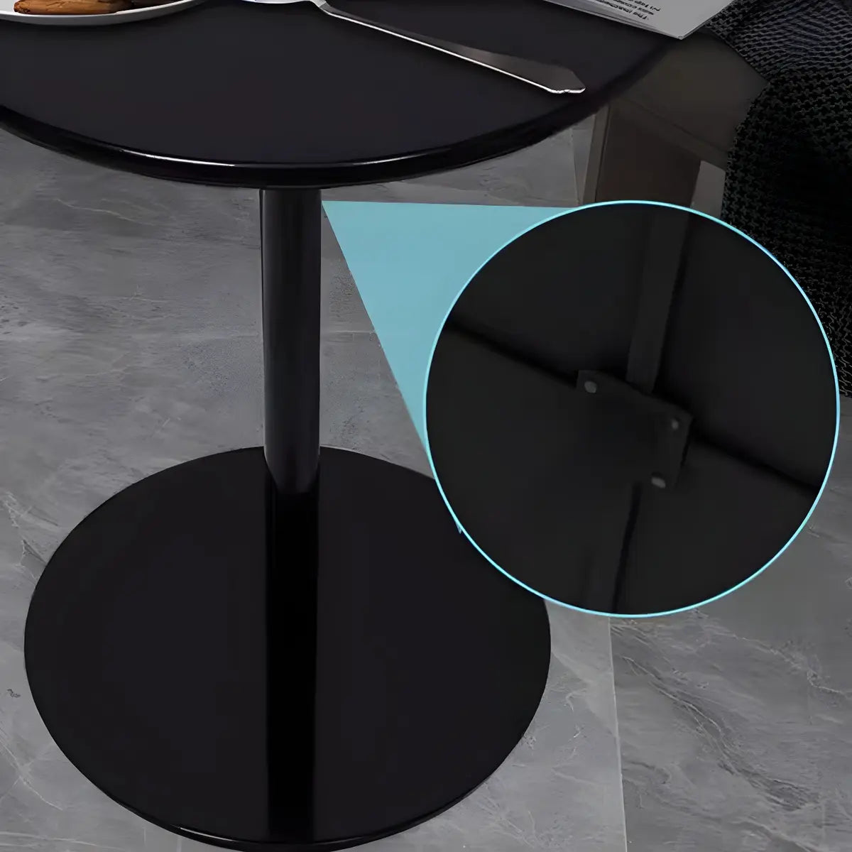 Minimalist Black Finish Round Metal Pedestal Side Table