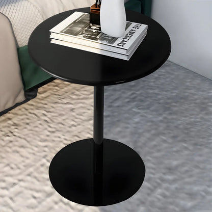 Minimalist Black Finish Round Metal Pedestal Side Table