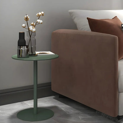 Minimalist Black Finish Round Metal Pedestal Side Table