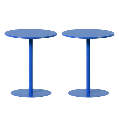 Minimalist Black Finish Round Metal Pedestal Side Table