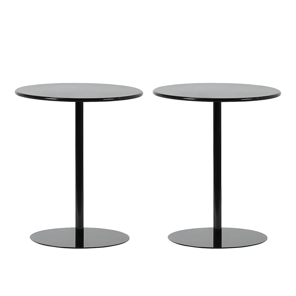 Minimalist Black Finish Round Metal Pedestal Side Table