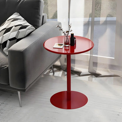 Minimalist Black Finish Round Metal Pedestal Side Table