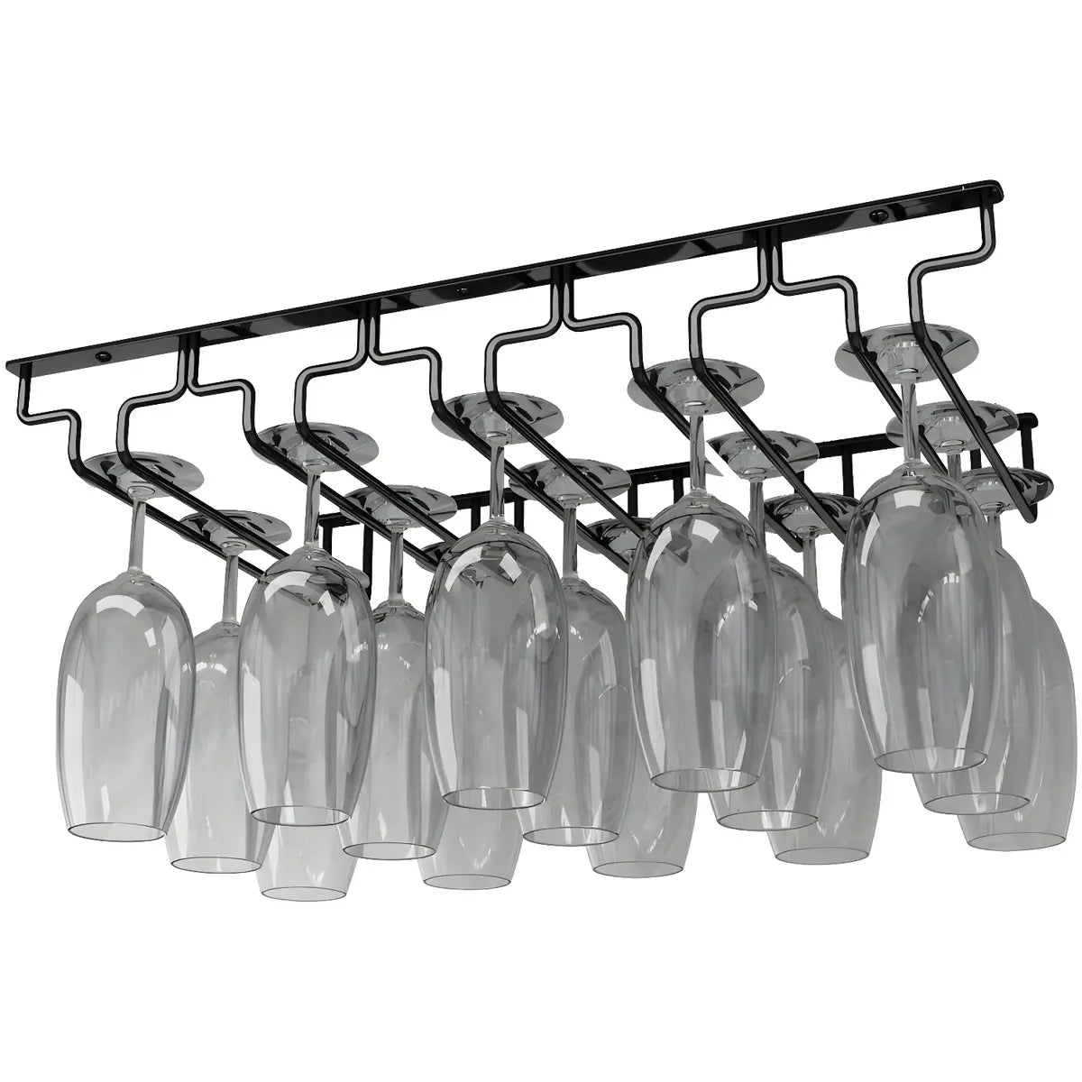 Minimalist Black Metal Hanging Wine Glass Rack Various Sizes