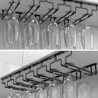 Minimalist Black Metal Hanging Wine Glass Rack Various Sizes