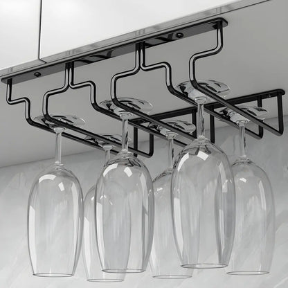 Minimalist Black Metal Hanging Wine Glass Rack Various Sizes