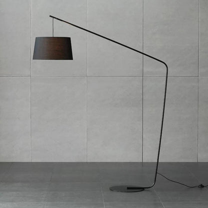 Minimalist Drum Shade and Black Arc Metal Floor Lamp