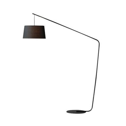 Minimalist Drum Shade and Black Arc Metal Floor Lamp