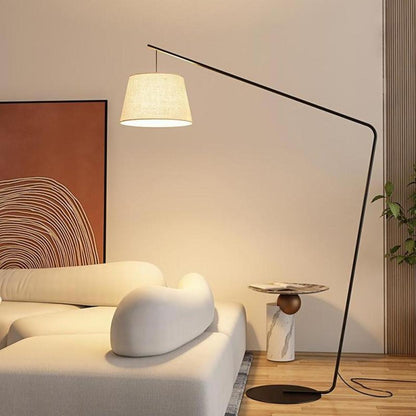 Minimalist Drum Shade and Black Arc Metal Floor Lamp