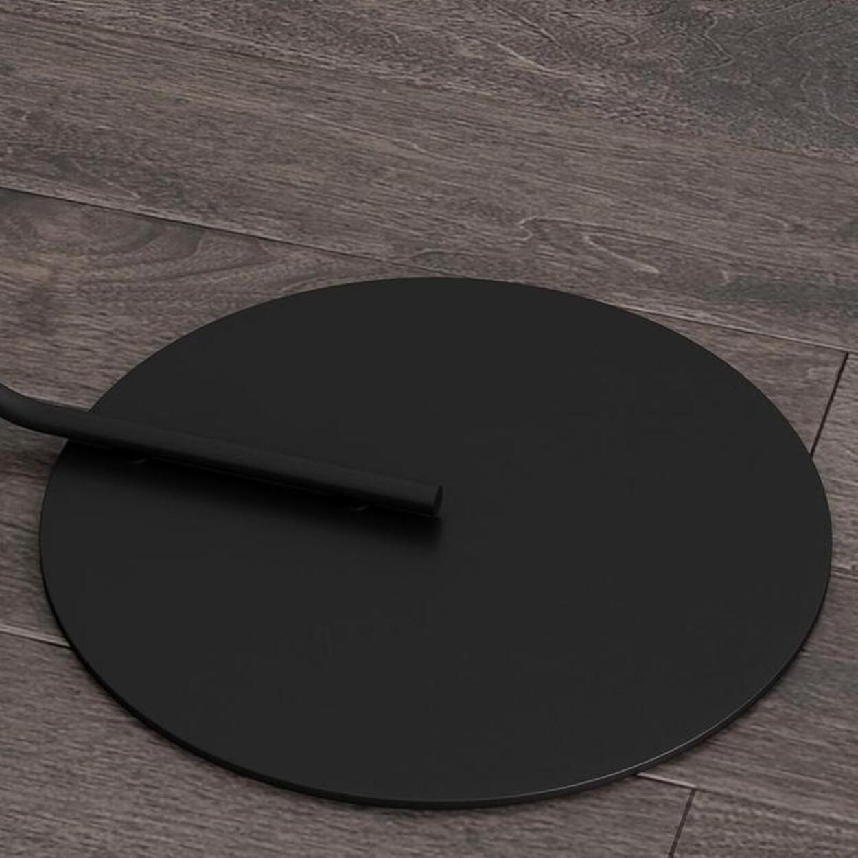 Minimalist Drum Shade and Black Arc Metal Floor Lamp