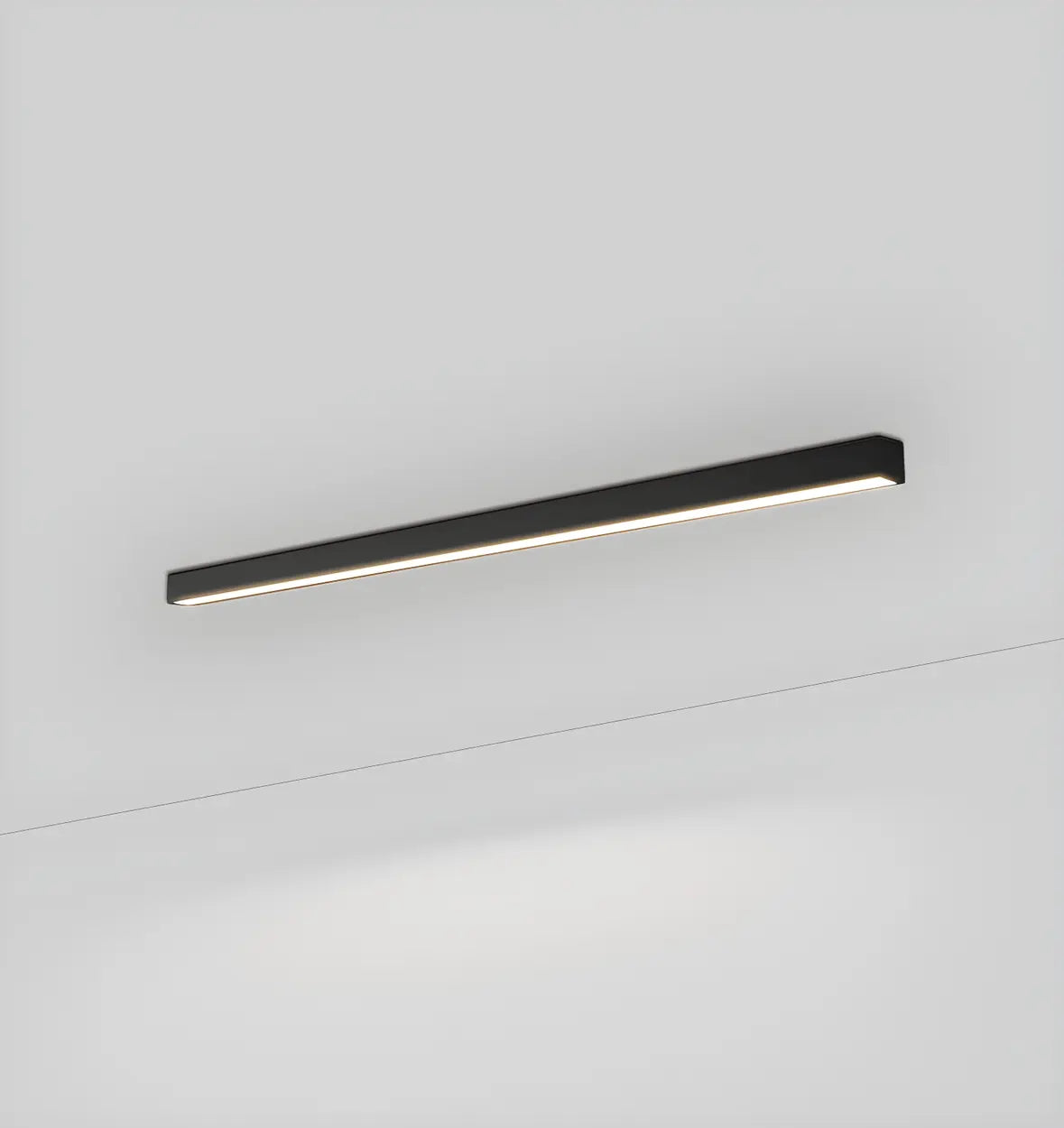 Minimalist Large Black Linear LED Flush Mount Light