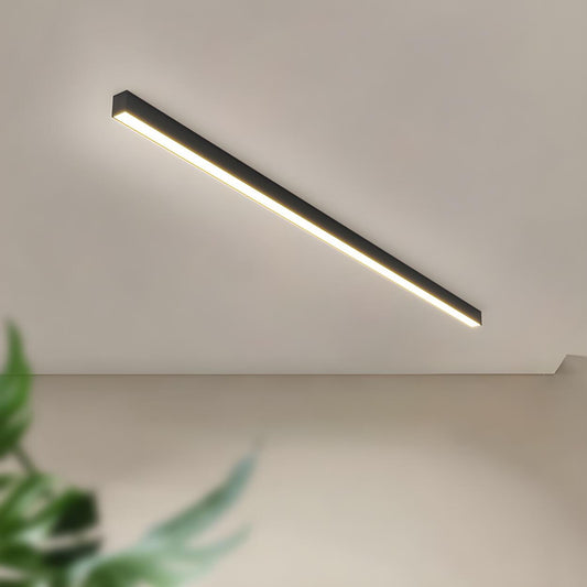 Minimalist Linear Black LED Flush Mount Ceiling Light