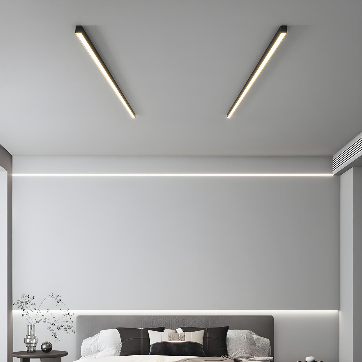 Minimalist Linear Black LED Flush Mount Ceiling Light