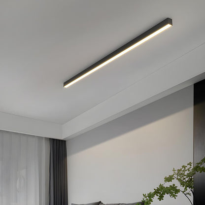 Minimalist Linear Black LED Flush Mount Ceiling Light