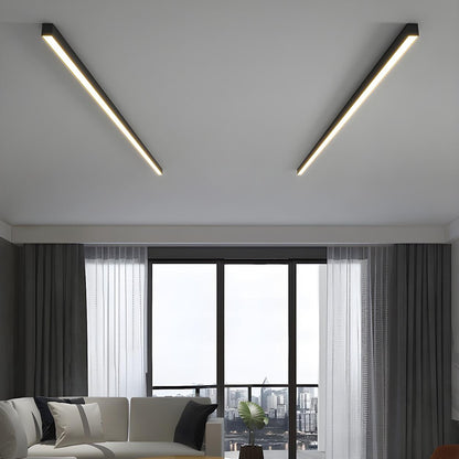 Minimalist Linear Black LED Flush Mount Ceiling Light